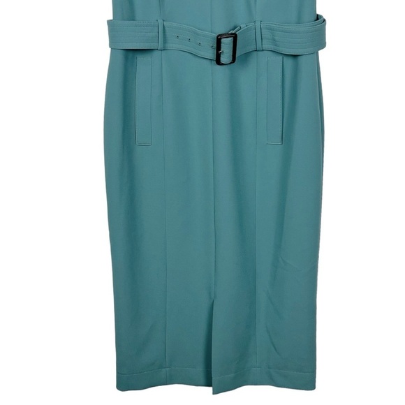 BOSS HUGO BOSS DADORIA GREEN SLEEVELESS BELTED SHEATH DRESS - Picture 7 of 14